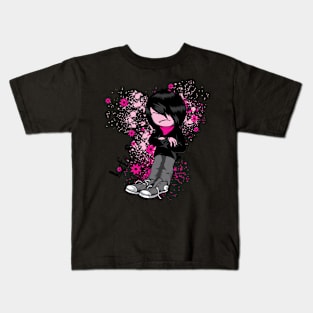 Cute Emo Boy Life Sucks Kids T-Shirt